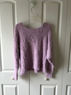 Jessica Simpson Lavender Fuzzy Crewneck Sweater Women's Size Large Swiftie Eras